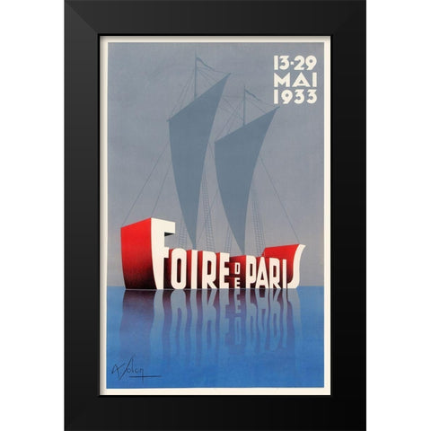 Foire De Paris Black Modern Wood Framed Art Print by Vintage Apple Collection