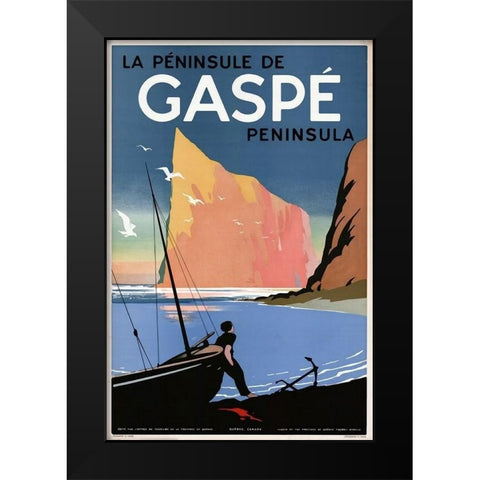 Gaspe Black Modern Wood Framed Art Print by Vintage Apple Collection