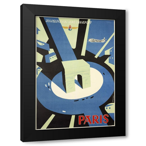 Jugoslovenski Paris Black Modern Wood Framed Art Print with Double Matting by Vintage Apple Collection