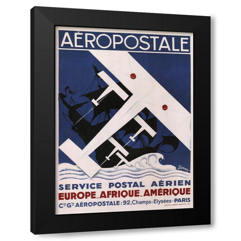 Aeropostale Black Modern Wood Framed Art Print with Double Matting by Vintage Apple Collection