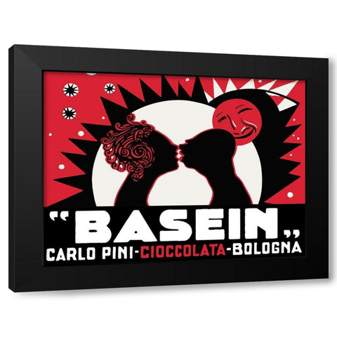 Basein Black Modern Wood Framed Art Print by Vintage Apple Collection