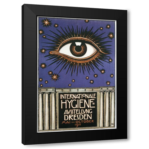 Cosmic Eye International Hygiene Black Modern Wood Framed Art Print by Vintage Apple Collection