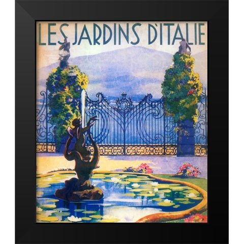 Italian Gardens Black Modern Wood Framed Art Print by Vintage Apple Collection