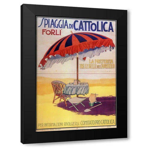 Spiaggia Cattolica Black Modern Wood Framed Art Print by Vintage Apple Collection