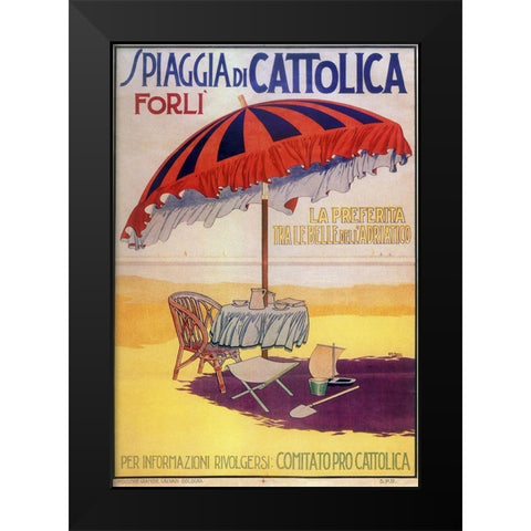 Spiaggia Cattolica Black Modern Wood Framed Art Print by Vintage Apple Collection