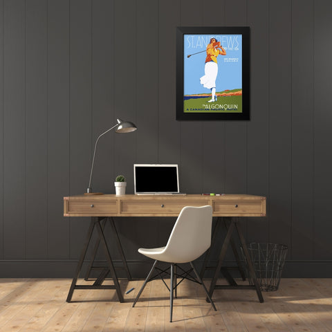 St. Andrews Black Modern Wood Framed Art Print by Vintage Apple Collection