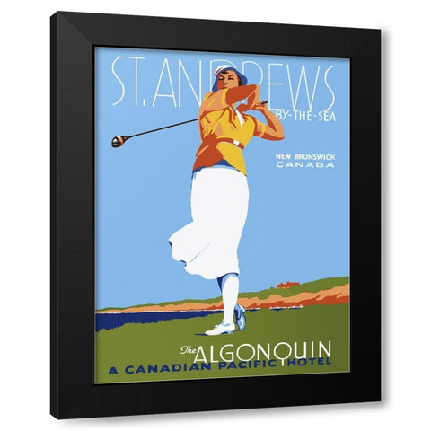 St. Andrews Black Modern Wood Framed Art Print with Double Matting by Vintage Apple Collection