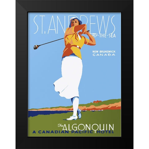 St. Andrews Black Modern Wood Framed Art Print by Vintage Apple Collection