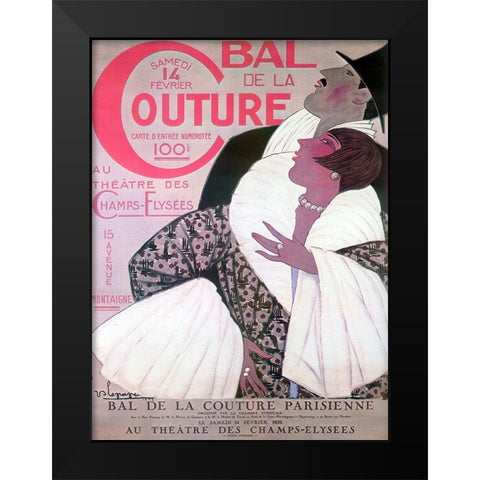 Bal Couture Black Modern Wood Framed Art Print by Vintage Apple Collection