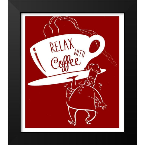 Cawfee Black Modern Wood Framed Art Print by Vintage Apple Collection