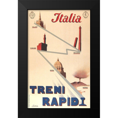 Italia Rapida Black Modern Wood Framed Art Print by Vintage Apple Collection