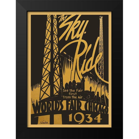 Sky Ride Black Modern Wood Framed Art Print by Vintage Apple Collection