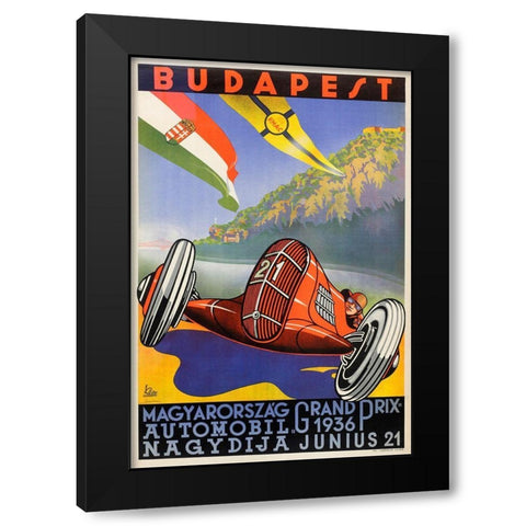 Budapest Black Modern Wood Framed Art Print with Double Matting by Vintage Apple Collection
