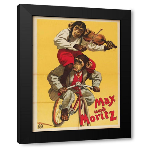 Chimps One Black Modern Wood Framed Art Print with Double Matting by Vintage Apple Collection