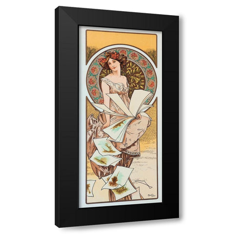 Mucha Artist Black Modern Wood Framed Art Print with Double Matting by Vintage Apple Collection