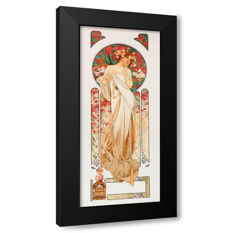 Mucha Perfume Black Modern Wood Framed Art Print with Double Matting by Vintage Apple Collection