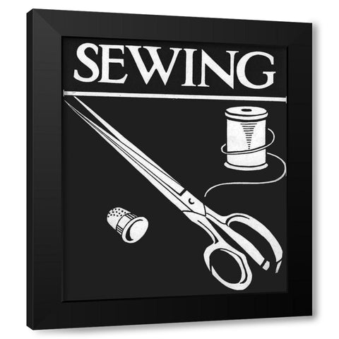 Sew Fine Black Modern Wood Framed Art Print with Double Matting by Vintage Apple Collection