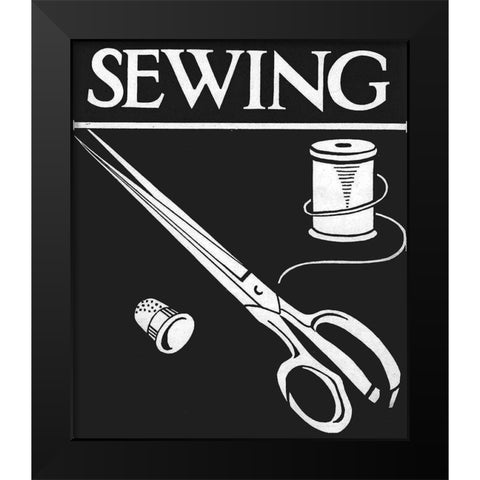 Sew Fine Black Modern Wood Framed Art Print by Vintage Apple Collection
