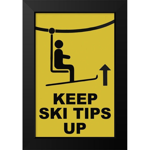 Ski Tips Black Modern Wood Framed Art Print by Vintage Apple Collection