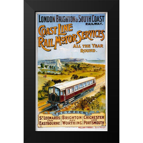 London Brighton Black Modern Wood Framed Art Print by Vintage Apple Collection