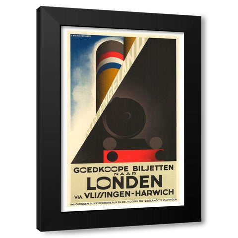 London Harwich Black Modern Wood Framed Art Print by Vintage Apple Collection