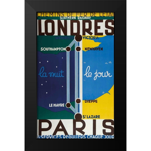 Londres Black Modern Wood Framed Art Print by Vintage Apple Collection