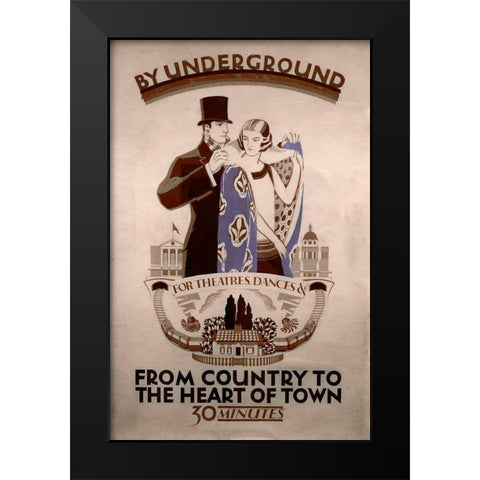 Underground Country to Heart of Town Black Modern Wood Framed Art Print by Vintage Apple Collection