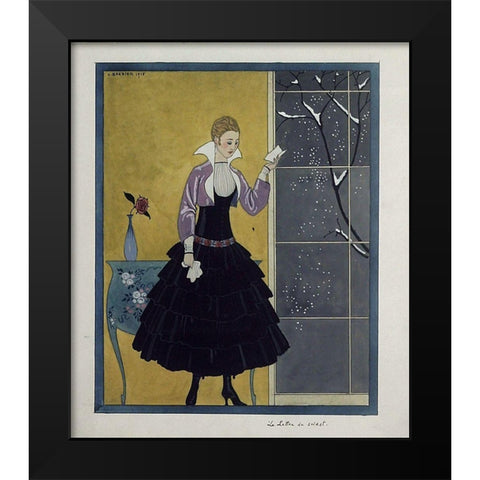 Barbier Black Dress Black Modern Wood Framed Art Print by Vintage Apple Collection