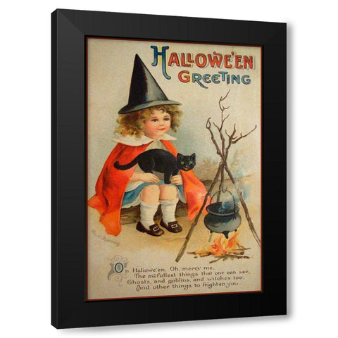 Halloween Cauldron.tif Black Modern Wood Framed Art Print by Vintage Apple Collection
