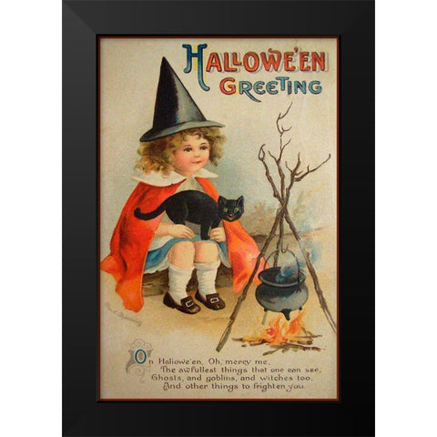 Halloween Cauldron.tif Black Modern Wood Framed Art Print by Vintage Apple Collection