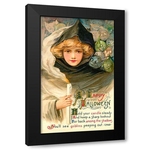Halloween Eleven.tif Black Modern Wood Framed Art Print by Vintage Apple Collection