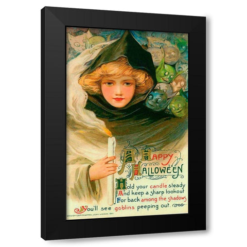 Halloween Goblins.tif Black Modern Wood Framed Art Print by Vintage Apple Collection
