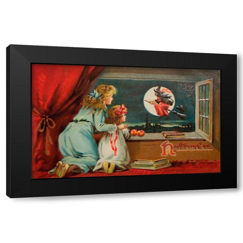 Halloween Out The Window.tif Black Modern Wood Framed Art Print with Double Matting by Vintage Apple Collection