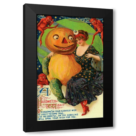 Halloween Red Head Band.tif Black Modern Wood Framed Art Print with Double Matting by Vintage Apple Collection