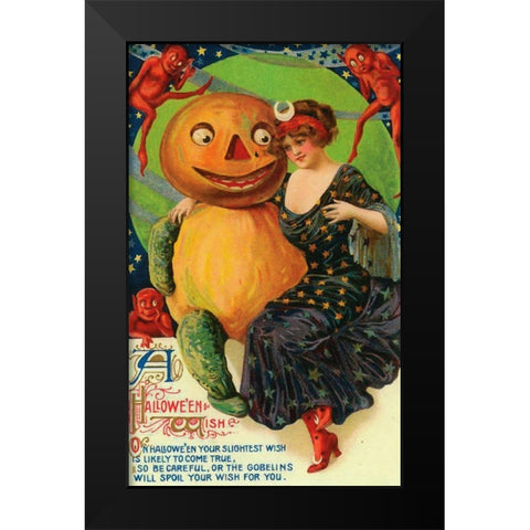 Halloween Red Head Band.tif Black Modern Wood Framed Art Print by Vintage Apple Collection