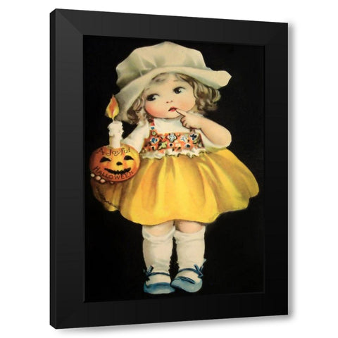 Joyful Halloween Yellow Dress.tif Black Modern Wood Framed Art Print with Double Matting by Vintage Apple Collection