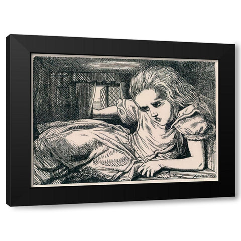Alice In Wonderland Black Modern Wood Framed Art Print with Double Matting by Vintage Apple Collection