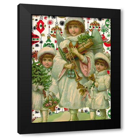 Angels Black Modern Wood Framed Art Print with Double Matting by Vintage Apple Collection