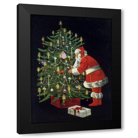 Santa II Black Modern Wood Framed Art Print by Vintage Apple Collection