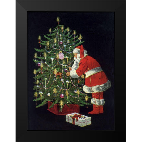 Santa II Black Modern Wood Framed Art Print by Vintage Apple Collection