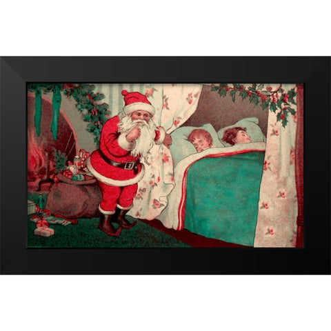 Sleeping Children Black Modern Wood Framed Art Print by Vintage Apple Collection