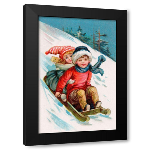 Vintage Xmas 1 Black Modern Wood Framed Art Print by Vintage Apple Collection