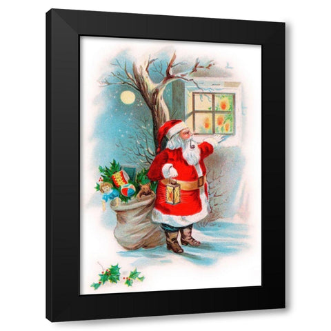 Vintage Xmas 2 Black Modern Wood Framed Art Print with Double Matting by Vintage Apple Collection