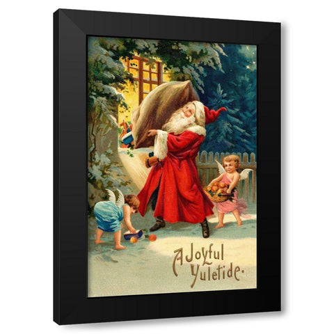 Vintage Xmas 5 Black Modern Wood Framed Art Print by Vintage Apple Collection