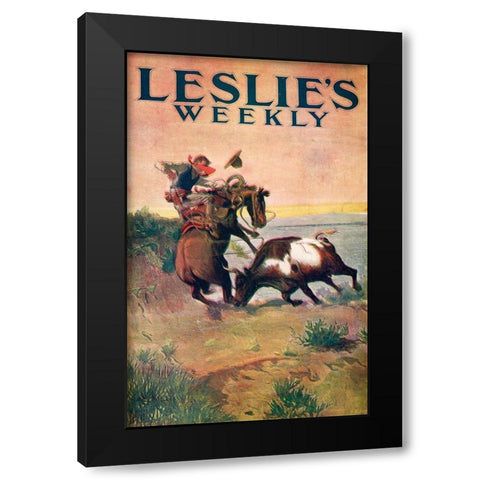 Charles Marion Russell - Leslies Weekly Black Modern Wood Framed Art Print with Double Matting by Vintage Apple Collection