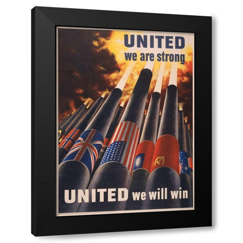 United Black Modern Wood Framed Art Print with Double Matting by Vintage Apple Collection