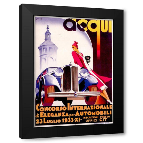 Acqui Black Modern Wood Framed Art Print with Double Matting by Vintage Apple Collection