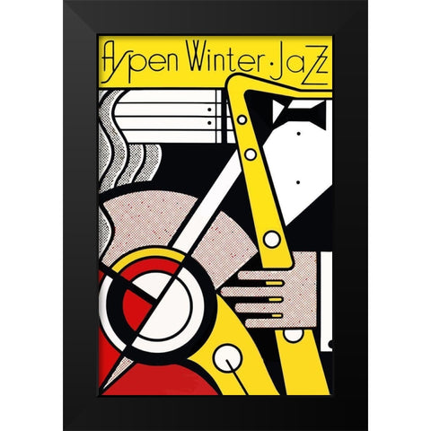 Apen Winter Jazz Black Modern Wood Framed Art Print by Vintage Apple Collection