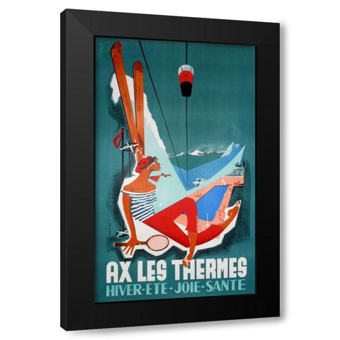 Ax Les Thermes Black Modern Wood Framed Art Print by Vintage Apple Collection