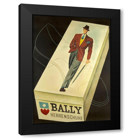 Bally Box Black Modern Wood Framed Art Print by Vintage Apple Collection